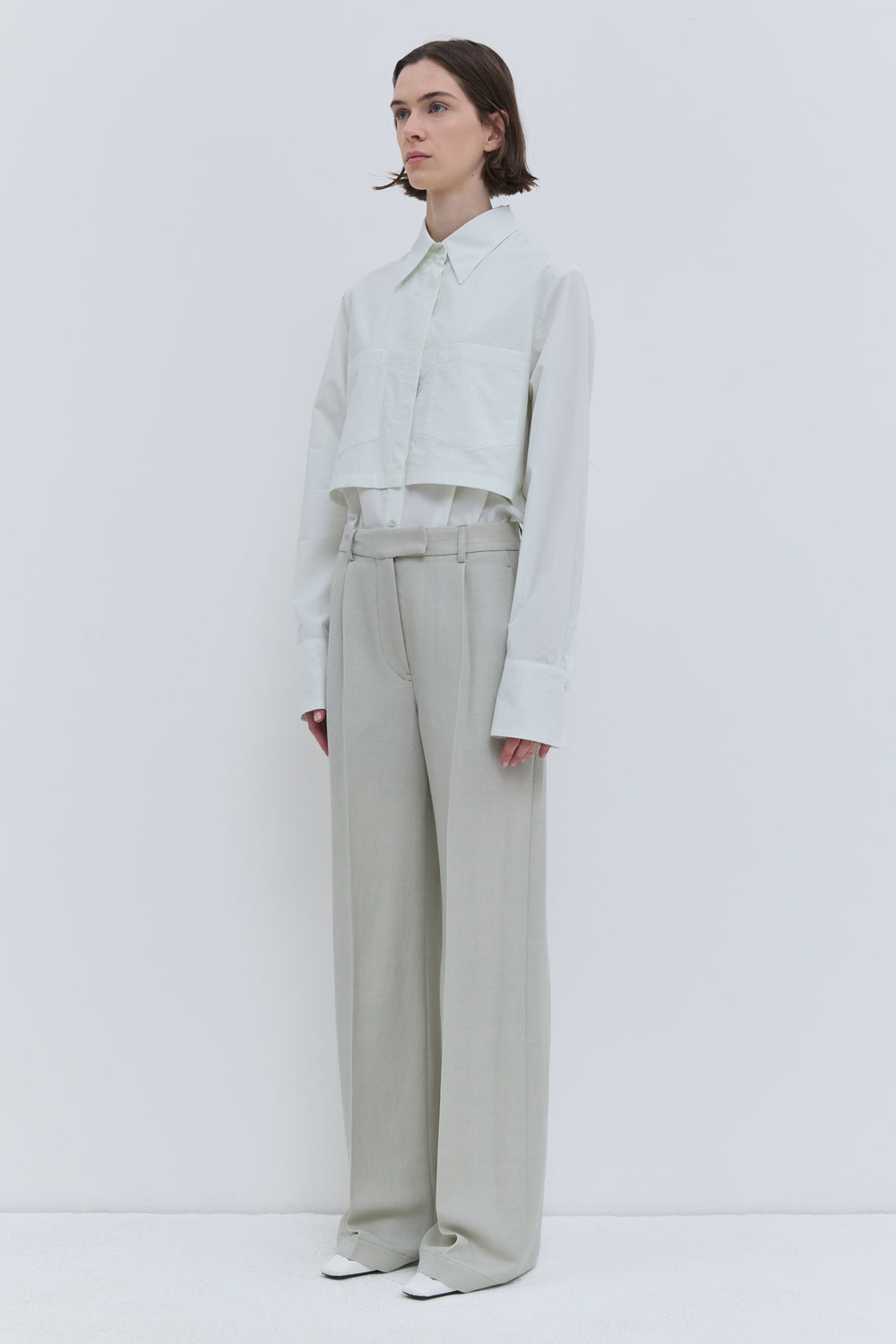 Cement tailored trousers in virgin wool by Christian Wijnants